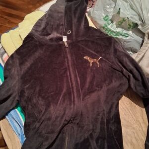 Victoria's Secret Black Bomber Jacket with Gold Detail